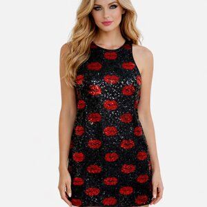 Aiden Mattox lips kisses sequin Black Dress Size 0 sleeveless little black dress